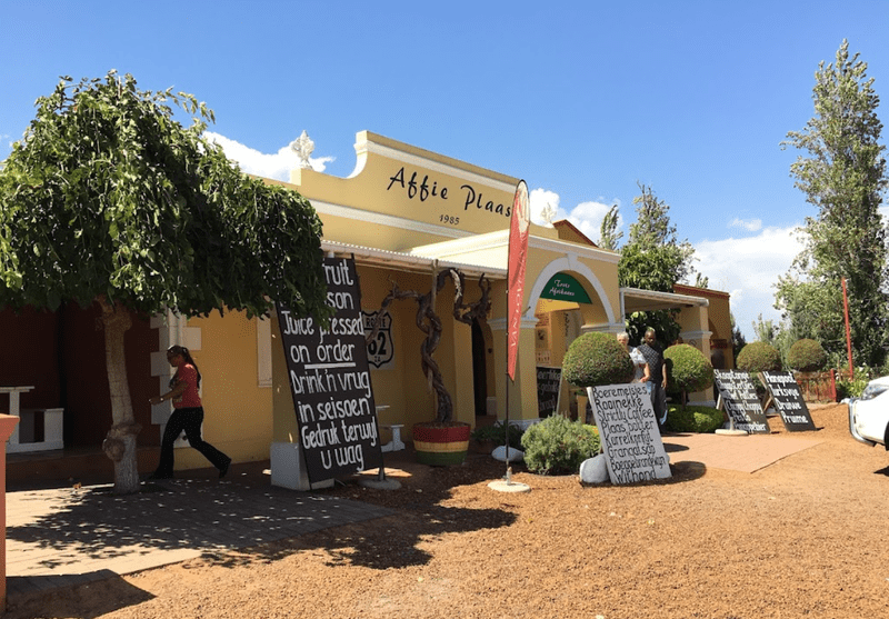 Entrance to Affie Plaas Padstal with charming decor