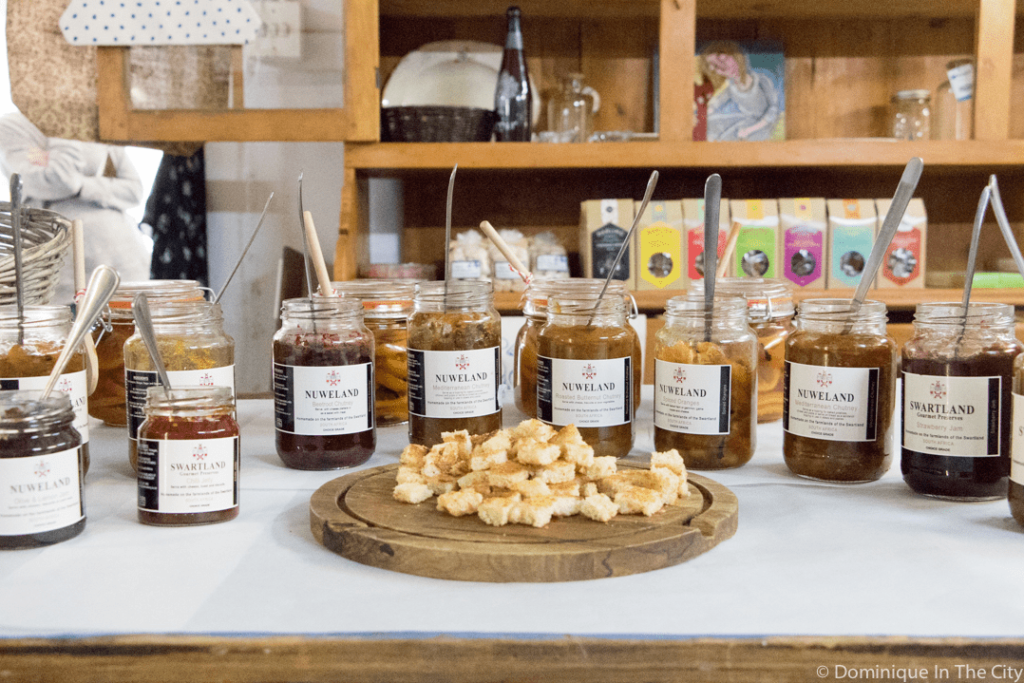 Assorted preserves tasting at Vygevallei Farmstall